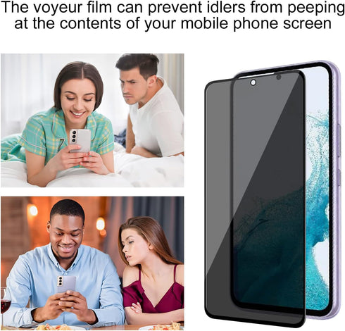 2 Pack Privacy Screen Protector for Samsung Galaxy S23, Anti-Spy Tempered Glass, Ultra HD, Bubble-Free
