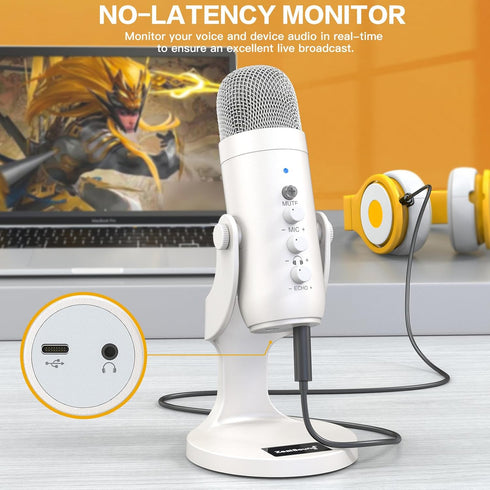 ZealSound USB Microphone, Quick Mute Noise Cancel for Phone/PC, Gaming Microphone with Gain Control for Streaming