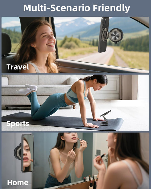 GiieeGii 360 17/16/15/14/13/Android Adjustable Vacuum Suction Bracket For MagSafe Car Mount,Zinc Alloy Vacuum Magnetic
