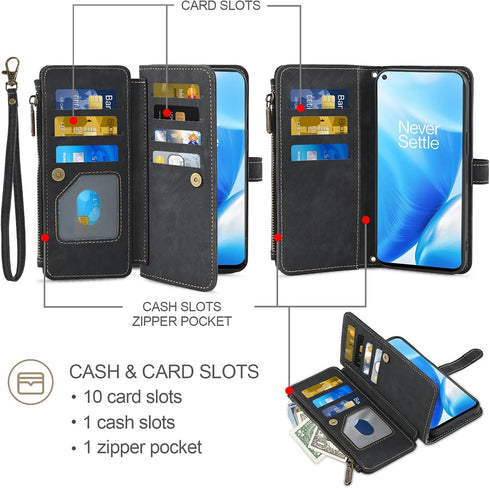 Asuwish Phone Case for OnePlus Nord N200 5G, Wallet Cover with Tempered Glass Screen Protector, Flip Card Holder