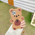Yatchen Bear Case for iPhone 13 Pro Max, Kawaii 3D Cartoon Teddy Bear Soft Silicone Shockproof Cover with Keychain