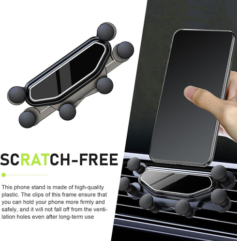 lekiliky Car Vent Phone Mount, Adaptive Mirror-Type & Scratch-Resistant Vent Navigation Holder, Shock-Absorbing