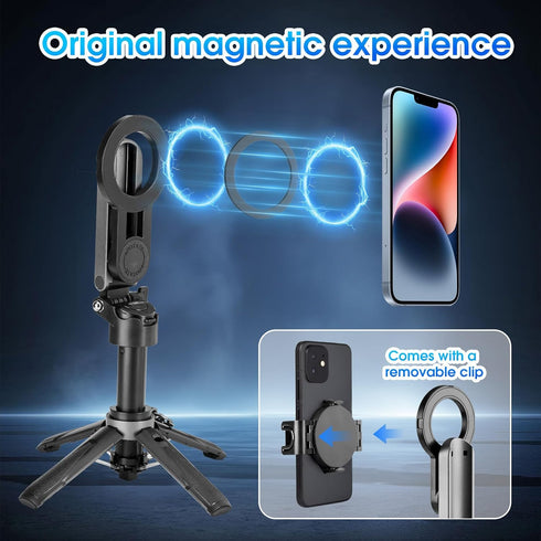 MQOUNY Phone,2 1 Magnetic Tripod for in for Magsafe Stand Clip Portable Pocket Size Selfie Stick