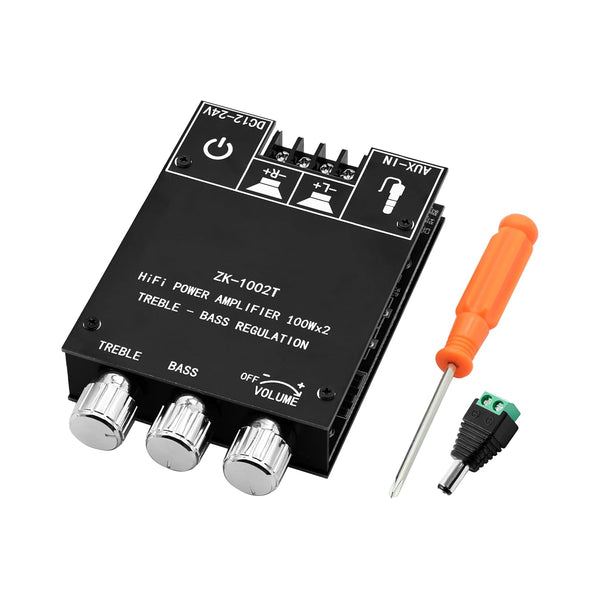 ZK-1002T 100W+100W Bluetooth Amplifier Board with Treble and Bass Control, 2.0 Channel