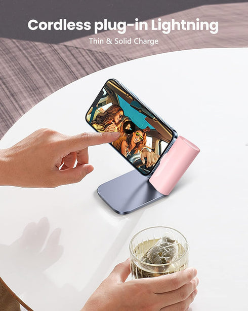 Pink Small Portable Battery Charger, 4800mAh Ultra-Compact Power Bank with 15W Fast Charging for iPhone 14