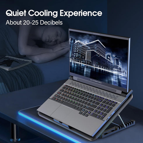 Laptop Cooling Pad, Gaming Laptop Cooler with 6 Quiet Fans, Fits 12-17 Inch Laptop, USB Powered, 7 Adjustable Height