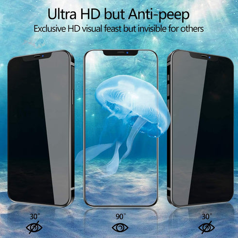 2 Pack Privacy Screen Protector for iPhone 12 Mini, Anti Spy Tempered Glass Film, Touch Sensitive, Bubble-Free