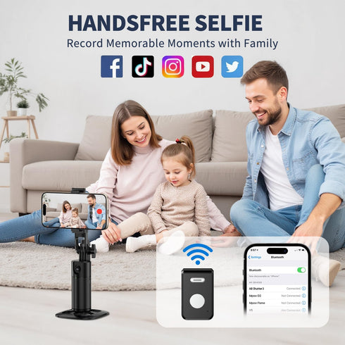 Stjiatu 360 Auto Face Tracking Tripod Rotation iPhone Desk Stand. Cell Phone Photo Vlogging Kit with Remote & Gesture