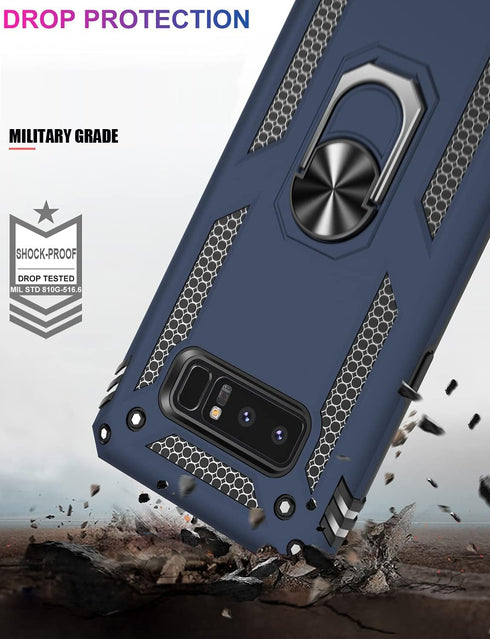 IKAZZ Galaxy Note 8 Case, Heavy Duty Shockproof Protective Phone Cover with Magnetic Kickstand, Blue, Pass 16ft Drop