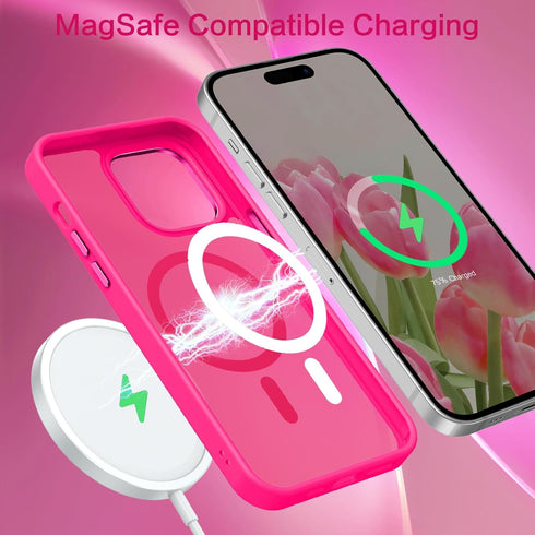 BENTOBEN iPhone 13 Pro Case - Hot Pink Translucent Matte, Slim Shockproof, Compatible with MagSafe, 6.1" Protective