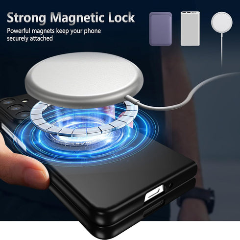 Magnetic Galaxy Z Fold 3 5G Case - Lightweight, Slim Fit Drop Protection, Shockproof Cover, Black