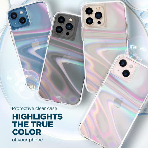 Case-Mate Soap Bubble Luxury Phone Case for iPhone 13 Pro Max, 10ft Drop Protection, Wireless Charging, Iridescent