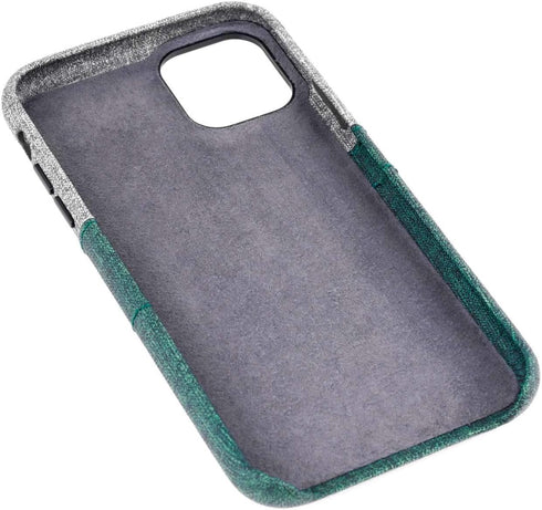 Dockem Wallet Case for iPhone 11 - Built-in Metal Plate for Magnetic Mounting & 2 Card Holders, Green & Grey