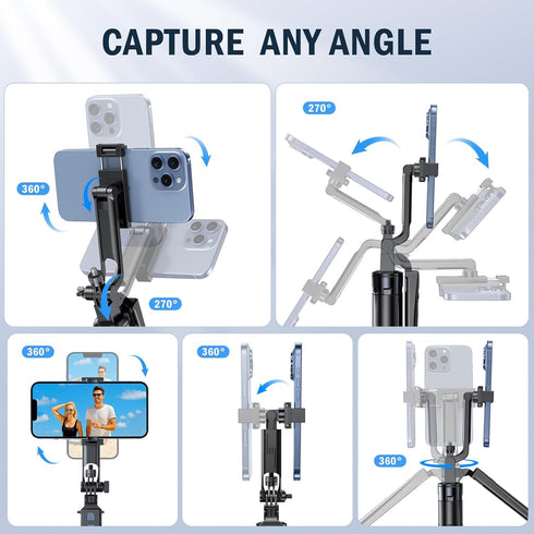 Hesheng Stick,71" iPhone,360Rotation Selfie Tripod for with Wireless Remote,Portable Aluminum Cellphone Stand,Vlog Live