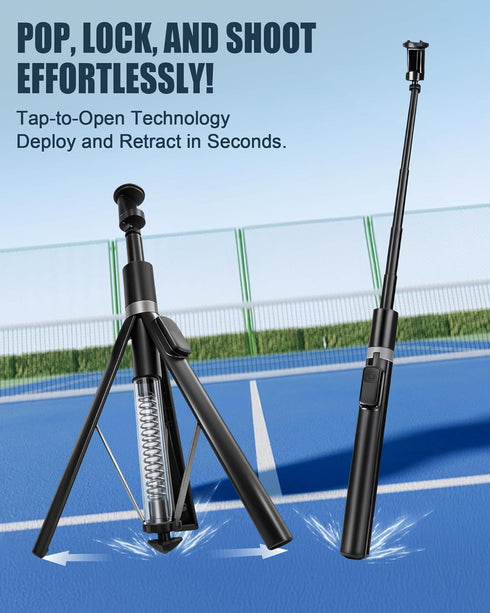 SonixForce 67 360 Automatic Phone Tripod, Auto-Deploy Selfie Stick Tripod with Remote - Rotatable Extendable - Portable