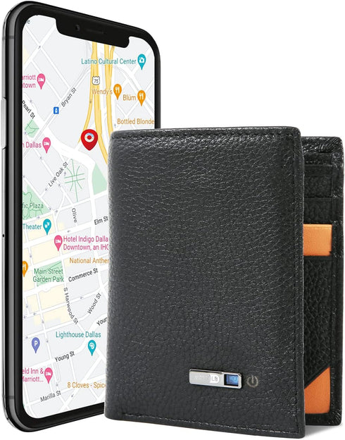 Trackable Wallet for Men - Anti-Lost Mens Wallet with GPS Position Locator & Bluetooth Tracker
