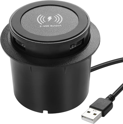 XMSJSIY Desktop Embedded Wireless Charger, 3-in-1 Multifunctional Pop-Up 10W Fast Charging USB Charger for Smartphone