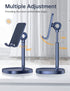 LISEN Cell Phone Stand, Adjustable Stable Holder for Desk, Sturdy Aluminum Metal (Blue)