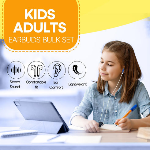 10 Pack Adult(HTC101 Kids Earbuds Bulk for School Classroom Children Student Boys Girls Toddler Teen and Mixed Colors)
