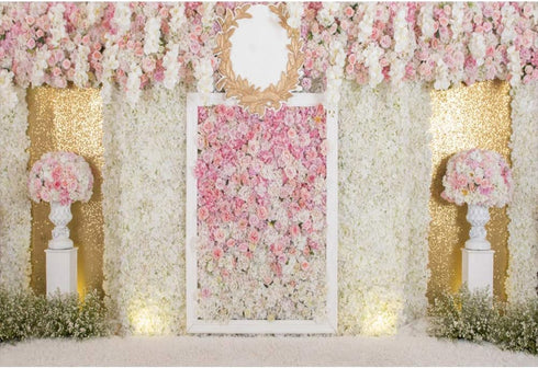 Leyiyi 5x3ft 3D Wedding Floral Wall Backdrop Photography Background for Bridal Shower, Baby Shower, Birthday Party
