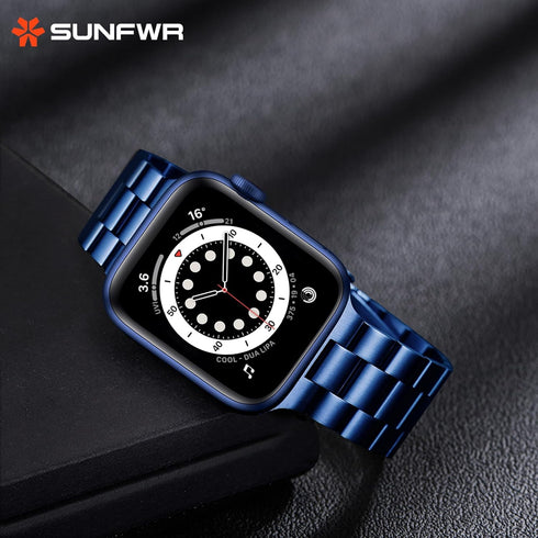 SUNFWR Stainless Steel Watch Band, Dark Blue 42mm/44mm for Apple Watch Series 9/8/7/6/5/4/3/2/1/SE, Adjustable