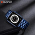 SUNFWR Stainless Steel Watch Band, Dark Blue 42mm/44mm for Apple Watch Series 9/8/7/6/5/4/3/2/1/SE, Adjustable