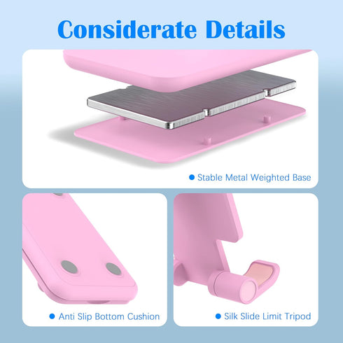 HZZADZXW 4-8 Inch Cell Phone Stand, Adjustable Angle and Height Cell Phone Holder for Desk, Foldable and Portable