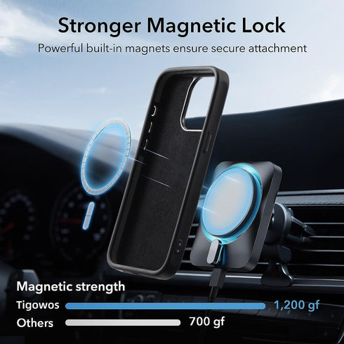 Tigowos Real Carbon Fiber Case for iPhone 15 Pro Max - Sturdy Protective Case, MagSafe Compatible, Carbon Fiber Black
