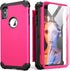 IDweel for iPhone Xs Max Case with Tempered Glass Screen Protector, 3 in 1 Heavy Duty Protection, Rose Red