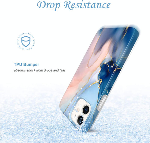 JAHOLAN Gold Glitter Sparkle Case | Compatible with iPhone 12 Mini Marble Design Clear Bumper Cover