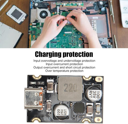 Tangxi PD65W Fast Charging Module - 5V3A 9V3A 12V3A 20V3.25A to USB C PD3.1 QC3.0 Charging Circuit Board for Phone