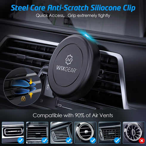 WixGear 1 Pack Universal Air Vent Magnetic Phone Car Mount Holder with Fast Swift-Snap Technology for Smartphones