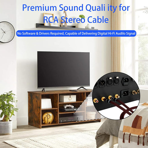 Preffair 2Pcs/1 Pair RCA Cables OFC Copper Shielded Gold Plated RCA Male to Male Connectors (4.9FT/1.5M)