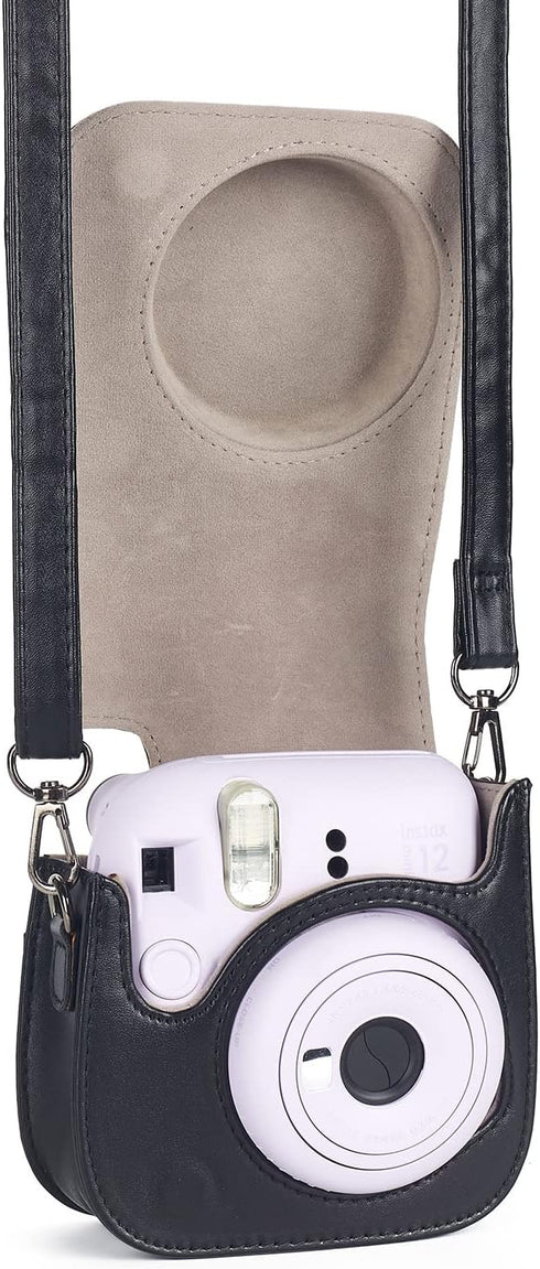 Phetium Instant Mini 12 Camera Protective Case for Instax Mini 12 11, PU Leather Bag with Pocket and Adjustable Strap -