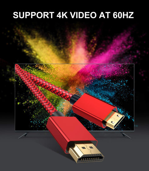 6.6 FT,4K 60Hz Elebase Mini HDMI to HDMI Cable Mini HDMI Cord Compatible for DSLR Camera,Camcorder,Graphics Video