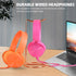 Kids Headphones 2 Pack for School, Durable Wired Student Headset for Laptop, Library, Airplane, Travel (Pink+Orange)