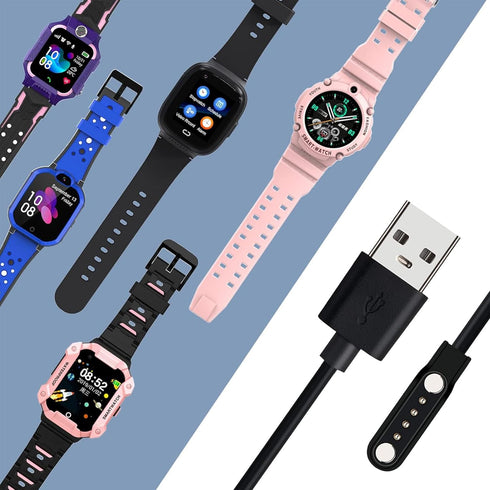 4 Pins Magnetic USB Charging Cable Replacement Charger Cable Compatible with PTHTECHUS Smartwatch S7 S8 S9 S1 S2 S12, GT88 G3 KW18 Y3 KW88 GT68 Smartwatch (Black)