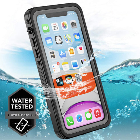 iPhone 11 Waterproof Case with Screen Protector, Full Body Shockproof Dustproof Heavy Duty IP68 Case (Black)