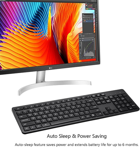 Wireless Keyboard, 2.4G USB External Silent Cordless Keyboard for Windows Chrome Laptop, Full Size with Number Pad