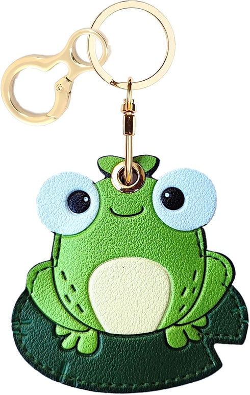 Leather Keychain Holder Case Compatible with Apple AirTag, Cute Protective Cover with Keychain Ring, Anti-Scratch