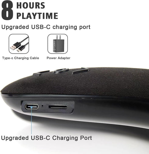 Neckband Speaker - Wireless Wearable Speaker with True 3D Stereo HiFi Sound, Portable Personal Body Speakers, 8H