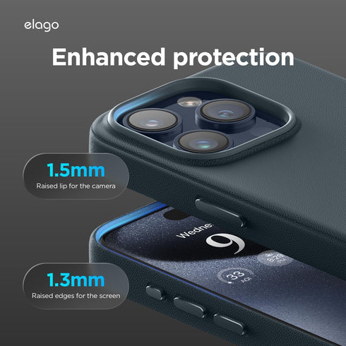 elago Magnetic Leather Case for iPhone 15 Pro, Compatible with MagSafe Accessories, 6.1 inch - Vegan Leather,