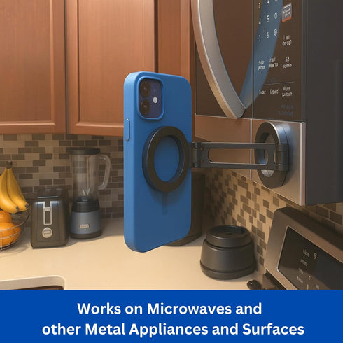 Maxby 360 Refrigerator Phone Holder | Strong Magnetic Mount with Adjustable Arm and Rotation | Hands-Free Kitchen Use |