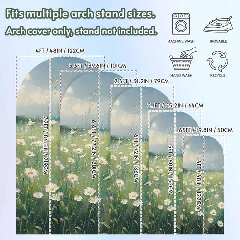 Jnbasdffb 6.6 Spring Floral Wedding Arch Cover,Stretchy Spandex Arch Backdrop Stand Covers FT,Whit Green Flowers Modern