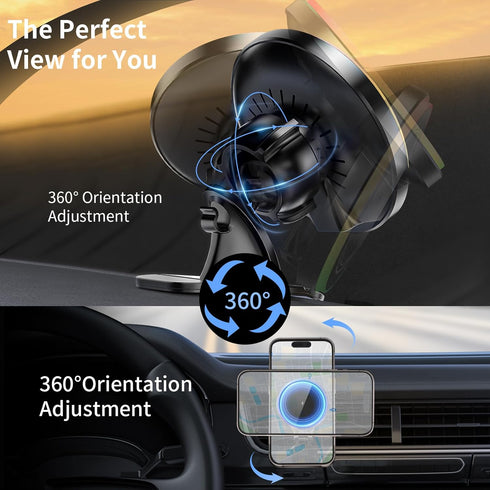 Magsafe Car Mount Charger, 15W Wireless Magnetic Charger for iPhone 15 ProMax Plus 14/13/12 with Fast Charging