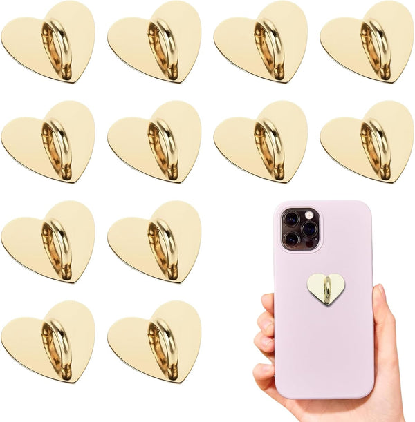 NPENGHUI 12 Pcs Phone Charm Hook Heart-Shaped Universal Adhesive Metal Hook Phone Keychain