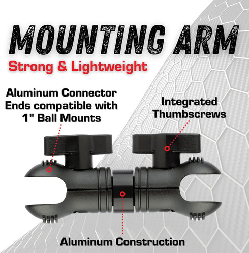 Bulletpoint 4" Aluminum Mounting Arm, Dual 1" Socket Connector Ends for 1 Inch Ball Mounts