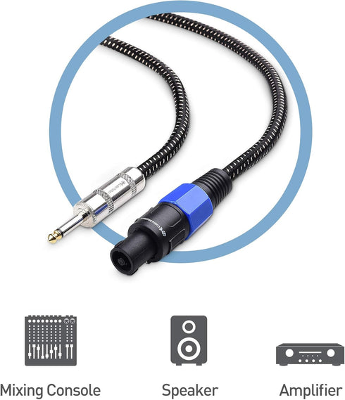 Cable Matters Premium Braided 12AWG 1/4 Inch TS to Speaker Cable 6 ft for Speakon NL4FC Port