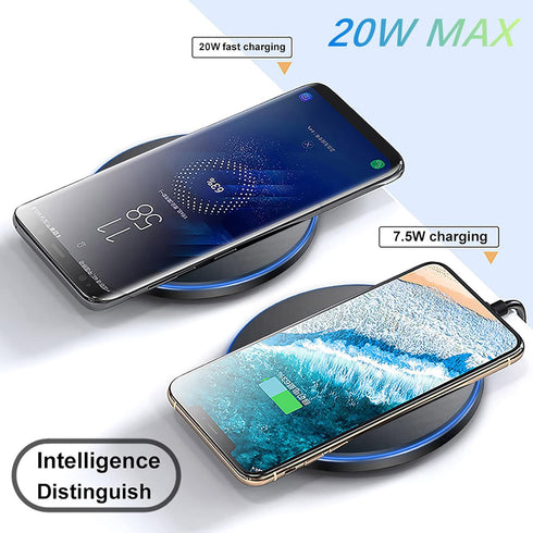 20W Fast Wireless Charger Pad, Phone Charging Station for iPhone 14/15/13/12/11/SE/X/AirPods, Fast Charge for Samsung