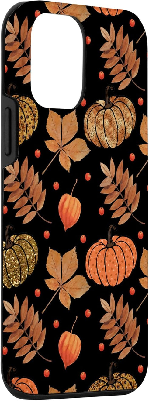 iPhone 12 mini Case - Fall Leaves and Pumpkins Pattern Halloween Autumn Gifts